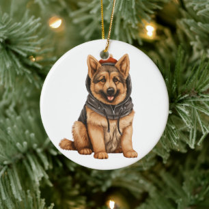 Personalised German Shepherd Dog Art Ceramic Ornament