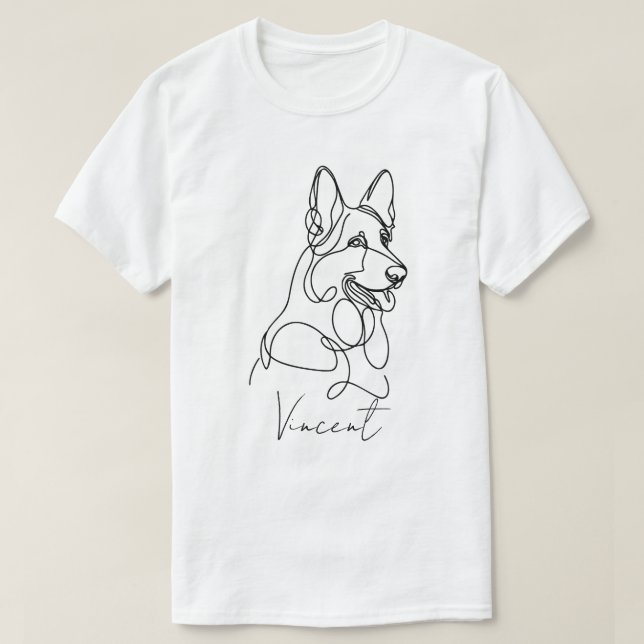 Personalised German Shepherd Line Art T-Shirt (Design Front)