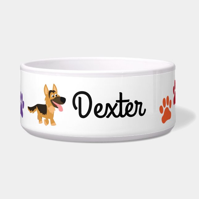 Personalised German Shepherd pet bowl (Front)