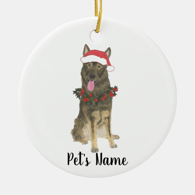 Personalised German Shepherd (Sable) Ceramic Ornament (Front)