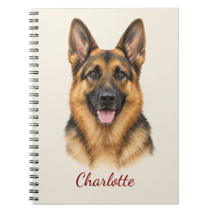 Personalised German Shepherd with Custom Name Notebook