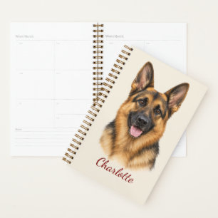 Personalised German Shepherd with Custom Name Planner