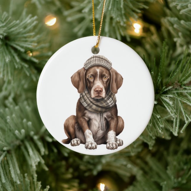 Personalised German Shorthaired Pointer Dog Art Ce Ceramic Ornament (Tree)