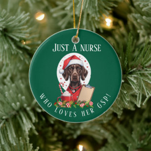 Personalised German Shorthaired Pointer Nurse Chri Ceramic Ornament