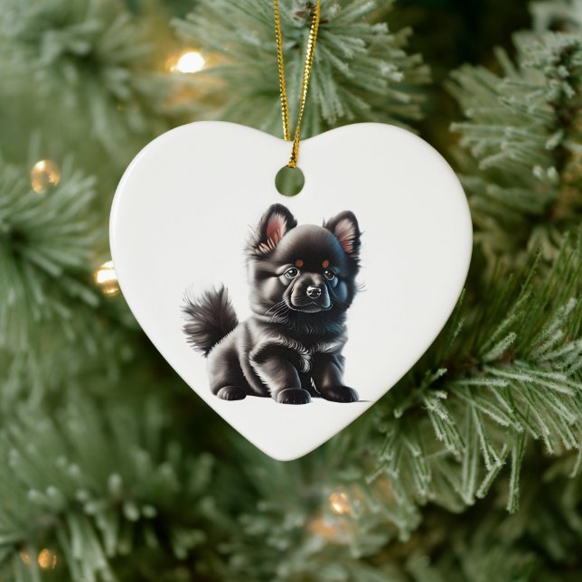 Personalised German Spitz Puppy Ceramic Ornament (Tree)