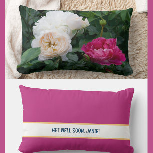 Personalised Get Well Soon Coworker Friend Roses Lumbar Cushion