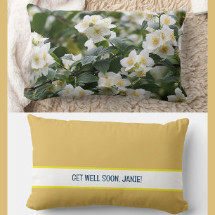 Personalised Get Well Soon Coworker Jasmine Flower Lumbar Cushion