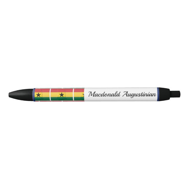 Personalised GHANA Flag Black Ink Pen (Front)