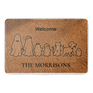 Personalised Ghost Family Monogrammed Halloween Bath Mat