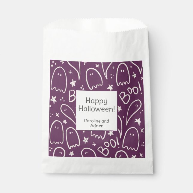 Personalised Ghosts Spooky Halloween favour bags (Front)