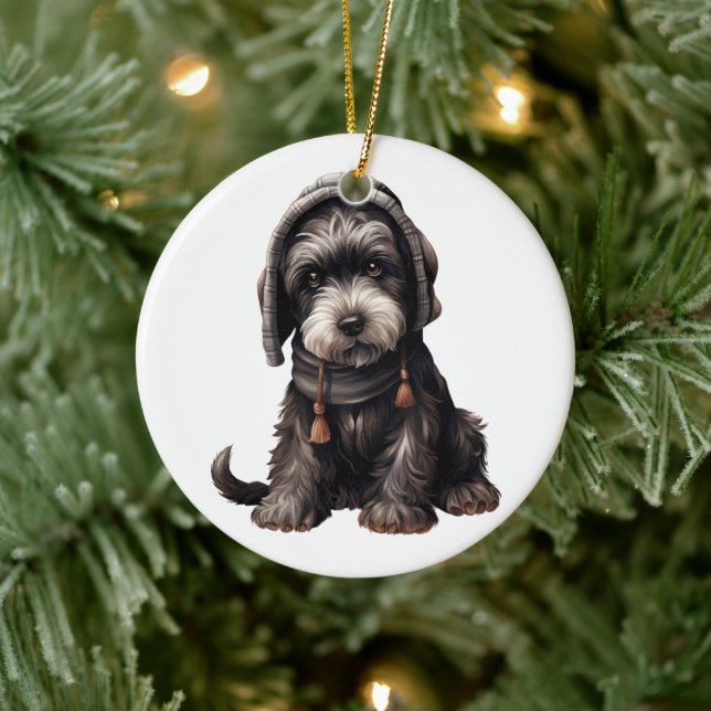 Personalised Giant Schnauzer Dog Ceramic Ornament (Tree)