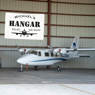 Personalised Gift,Aeroplane Hangar & Pilot on Duty Banner