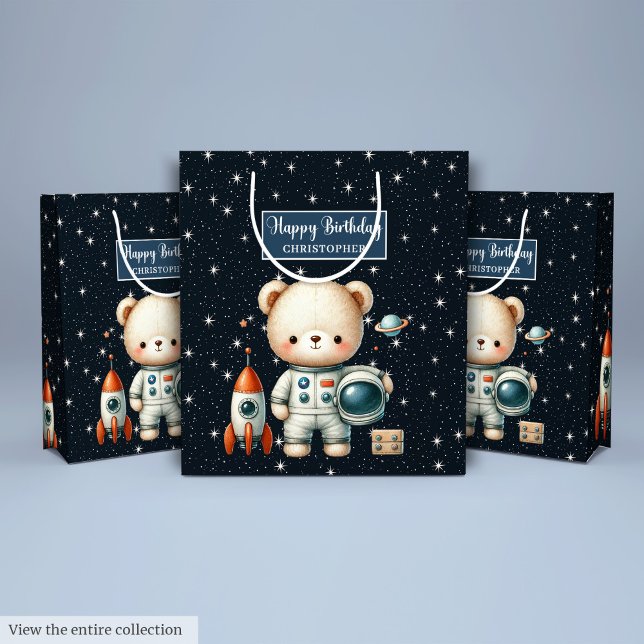 Personalised Gift Bag for Space Bear Birthday (Personalized Gift Bag for Space Bear Birthday)