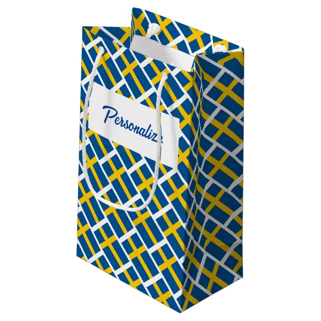 Personalised gift bags with Swedish country flag (Back Angled)