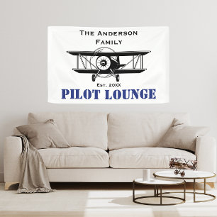 Personalised Gift, Cool Aeroplane Pilot Lounge Banner