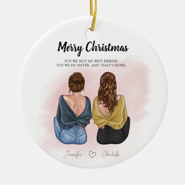 Personalised gift for best friend - BFF Ceramic Ornament (Front)
