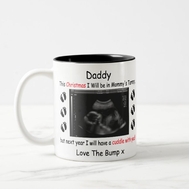 Personalised Gift for Daddy To Be from Bump Two-Tone Coffee Mug (Left)