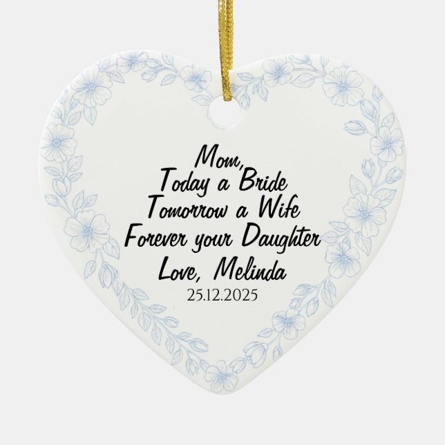 Personalised Gift for Mother of the Bride Gift  Ceramic Ornament (Front)
