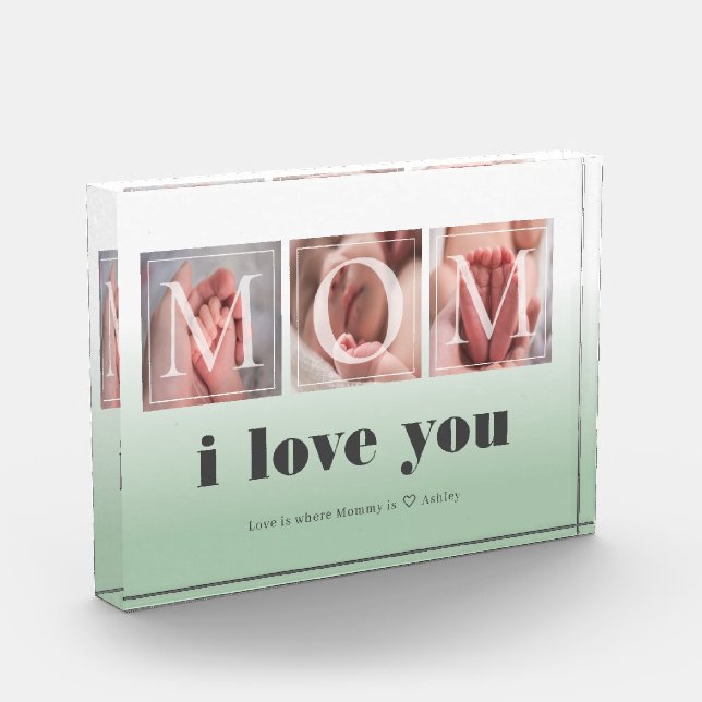 Personalised Gift for Mum Photo Block (Left)