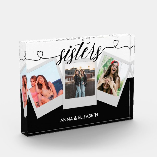 Personalised Gift for Sister Modern Simple Script  Photo Block (Left)