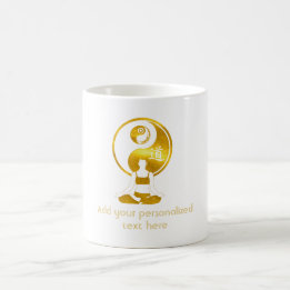 Personalised Gift For Yoga Instructor Gold YinYang Coffee Mug