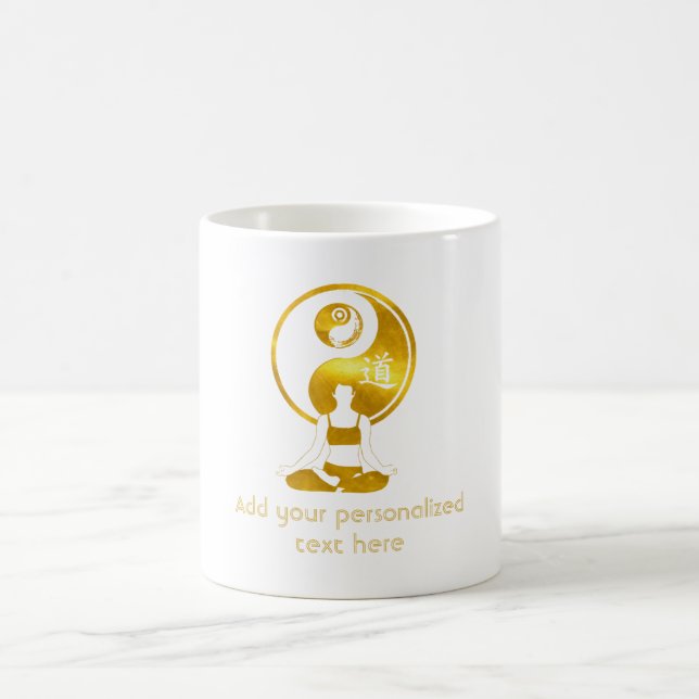 Personalised Gift For Yoga Instructor Gold YinYang Coffee Mug (Center)