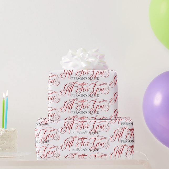 Personalised Gift For You Retro Typography Pattern Wrapping Paper (Party Gifts)
