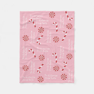 Personalised Gift From Santa Christmas Candy Pink Fleece Blanket