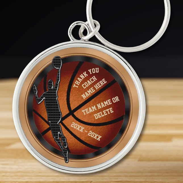 Personalised, Gift Ideas for Basketball Coaches, Key Ring (Gift ideas for basketball coaches. Personalized basketball keychains. Senior night basketball gifts.)