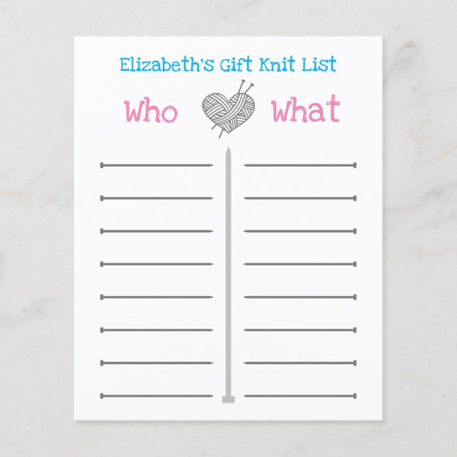 Personalised Gift Knit List (Front)