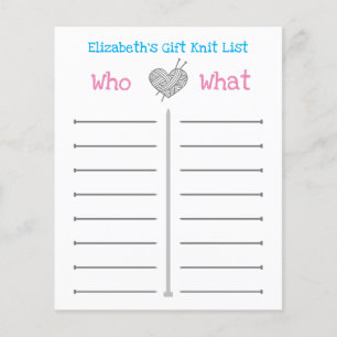 Personalised Gift Knit List