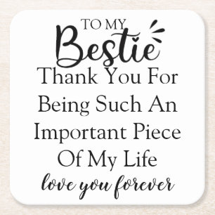 Personalised Gift Quote For Women Best Friend Square Paper Coaster