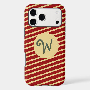 Personalised Gift Red Gold Striped Luxury Monogram