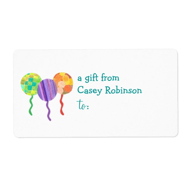 Personalised gift tag label --balloon theme (Front)