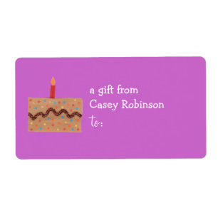Personalised gift tag label -- birthday cake theme