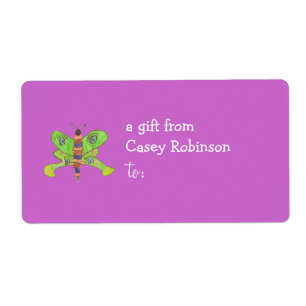 Personalised gift tag label -- butterfly theme