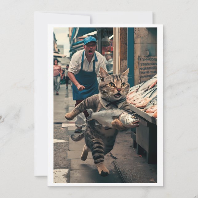 Personalised Gift: Whimsical 'Fishy Fiasco' Photo Holiday Card (Front)