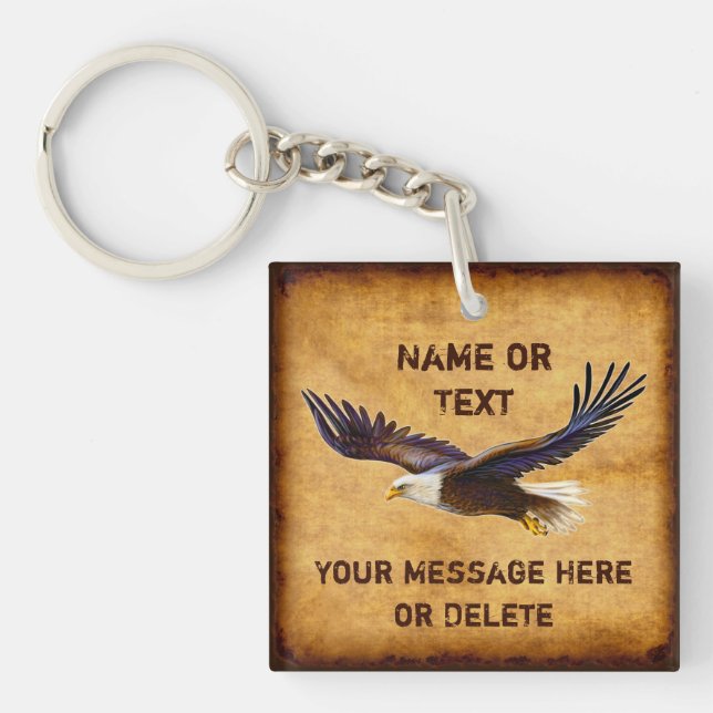 Personalised, Gifts for Eagle Lovers, Eagle Key Ring (Front)