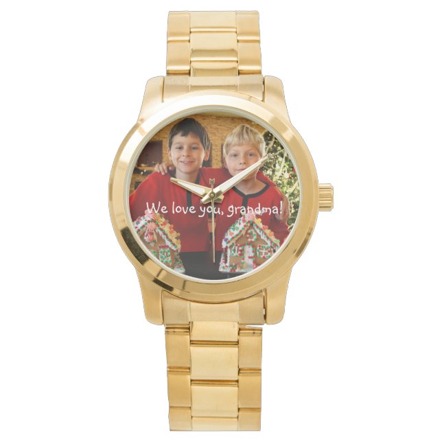 Personalised Gifts For Grandma Gold Bracelet Watch (Front)