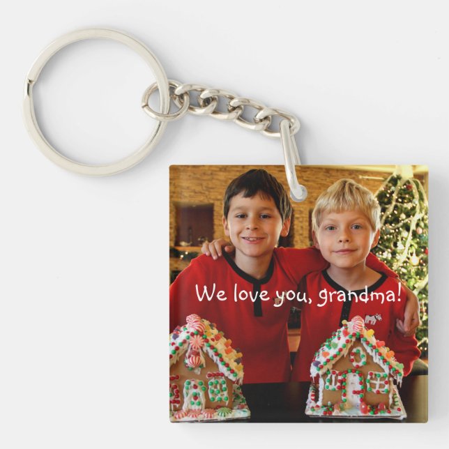 Personalised Gifts For Grandma Square Key Chain (Front)