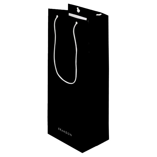 Personalised Gifts For Men Wine Black Gift Bags (Front Angled)