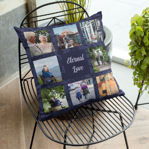 Personalised Gifts for Older Parents Couples Blue Cushion