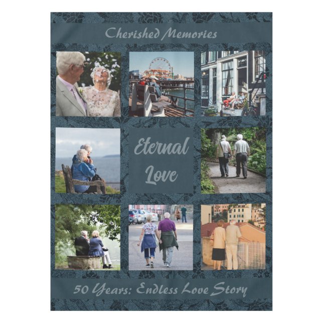 Personalised Gifts for Older Parents Couples Green Tablecloth (Front)