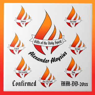 Personalised Gifts of the Holy Spirit Confirmation Ceramic Tile