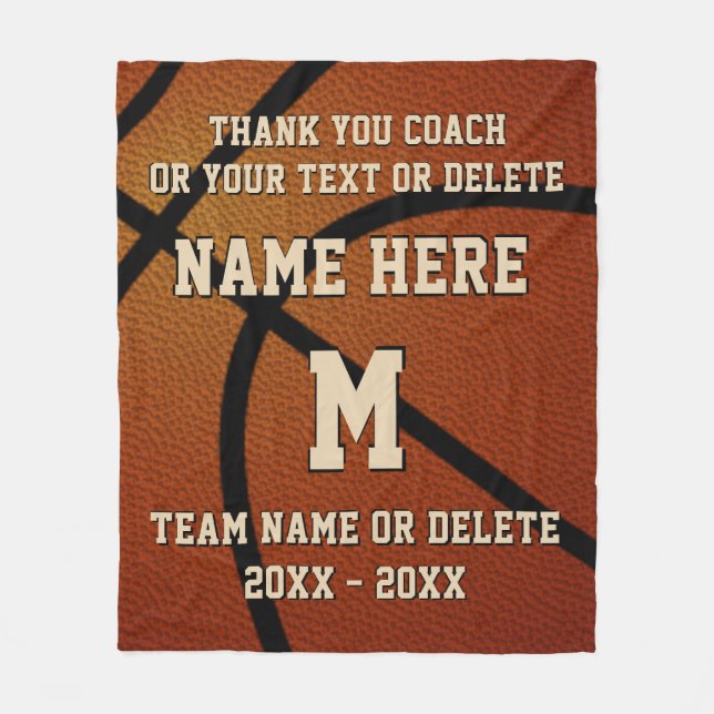 Personalised Gifts to Give a Basketball Coach Fleece Blanket (Front)