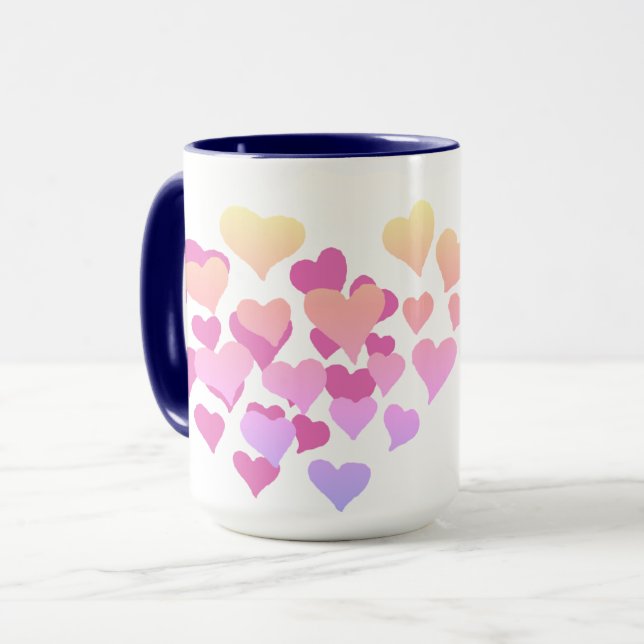 Personalised Gifts Valentine's Day, Pink Hearts Mug (Front Left)