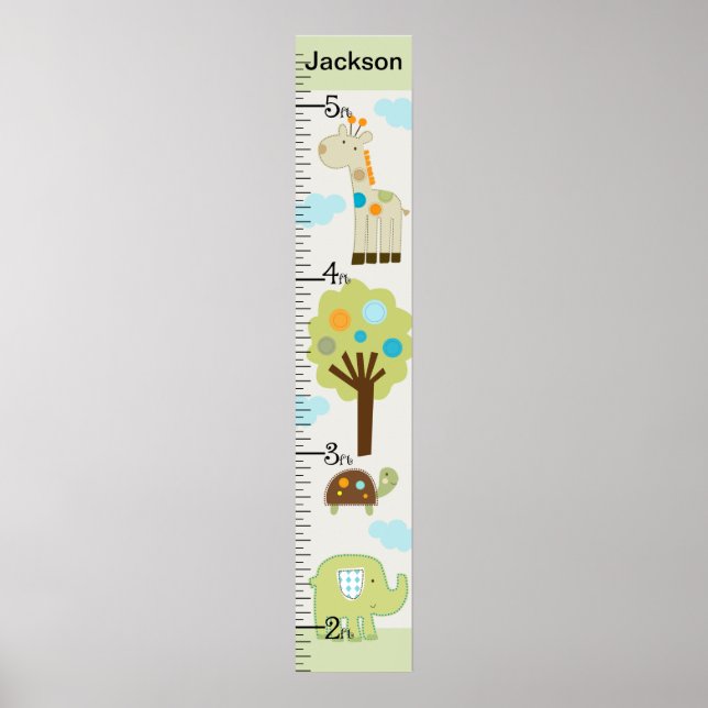 Personalised Giggle Gang Animals Growth Chart (Front)