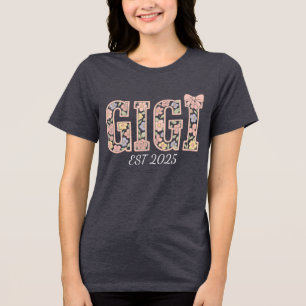 Personalised Gigi Est 2025 Floral Gigi Tri-Blend Shirt