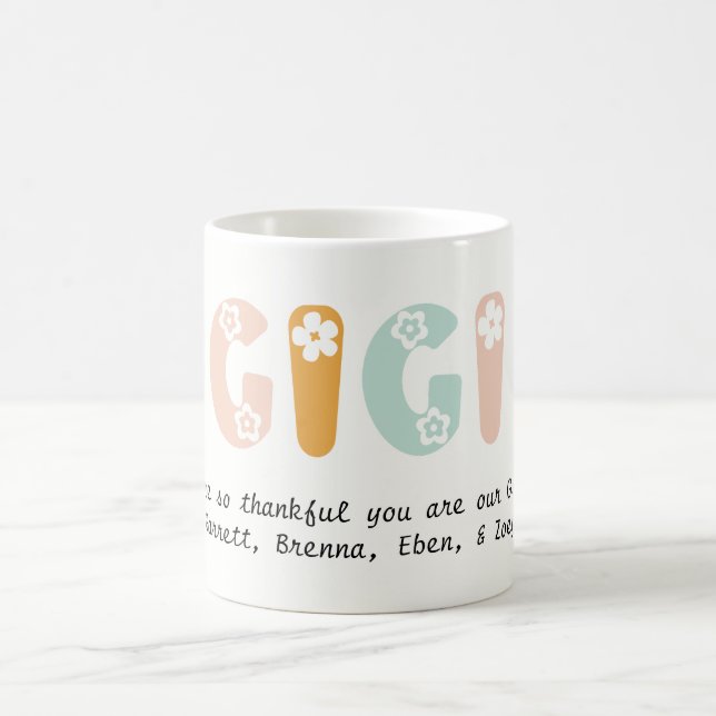 Personalised Gigi Floral Pastel Colours Grandma Coffee Mug (Center)
