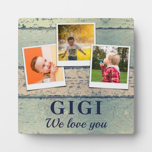 Personalised Gigi Kids Children 3 Photo Collage Plaque (Front)
